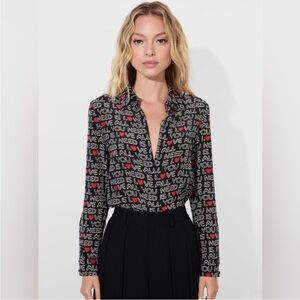 Alice + Olivia Black and Red Blouse